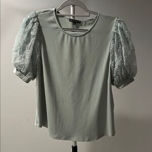 Adrianna Papell Puff Sleeve Blouse - Light Green